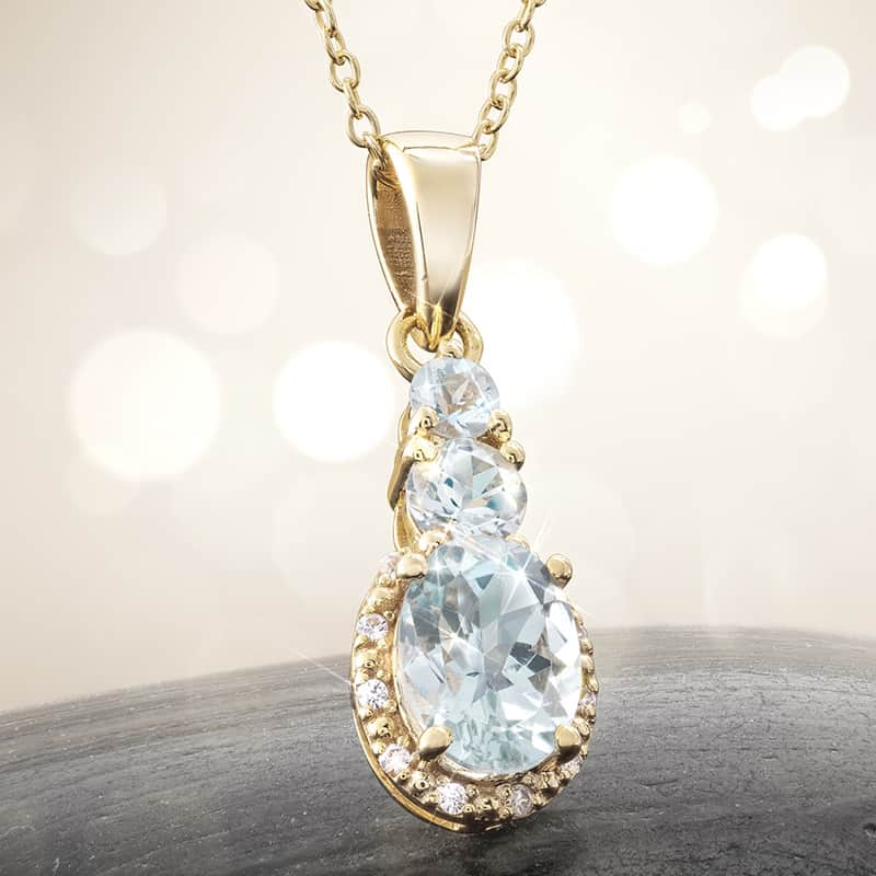 Fire & Ice Aquamarine Necklace and Earrings